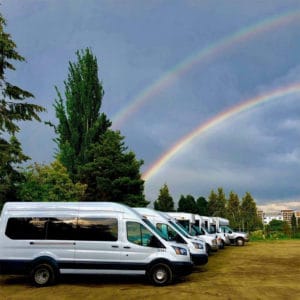 A1 Bus - Vernon BC - Wedding Party Shuttle Bus Service - Fleet with Rainbows 1